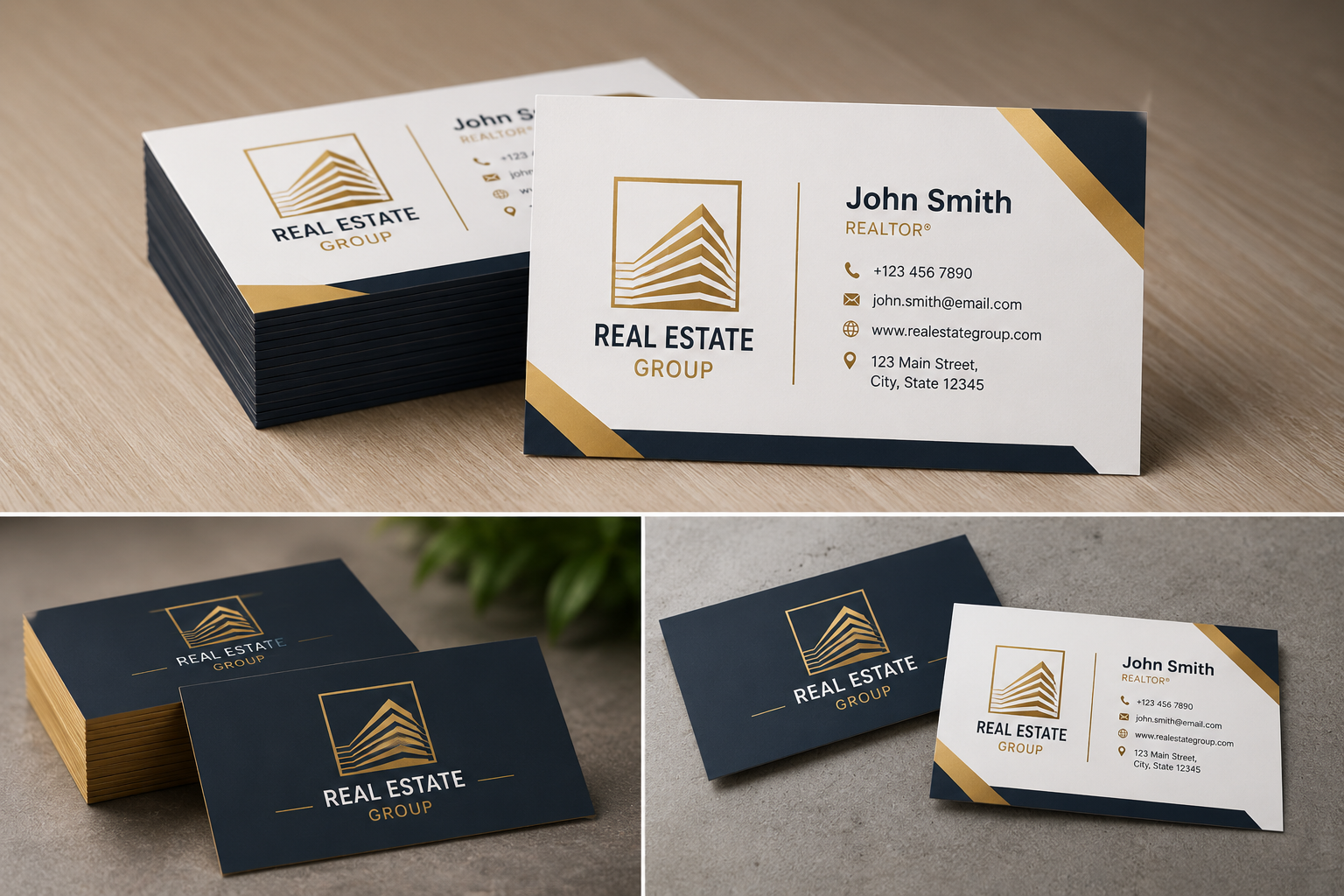 Foil stamped business cards for a luxury professional brand