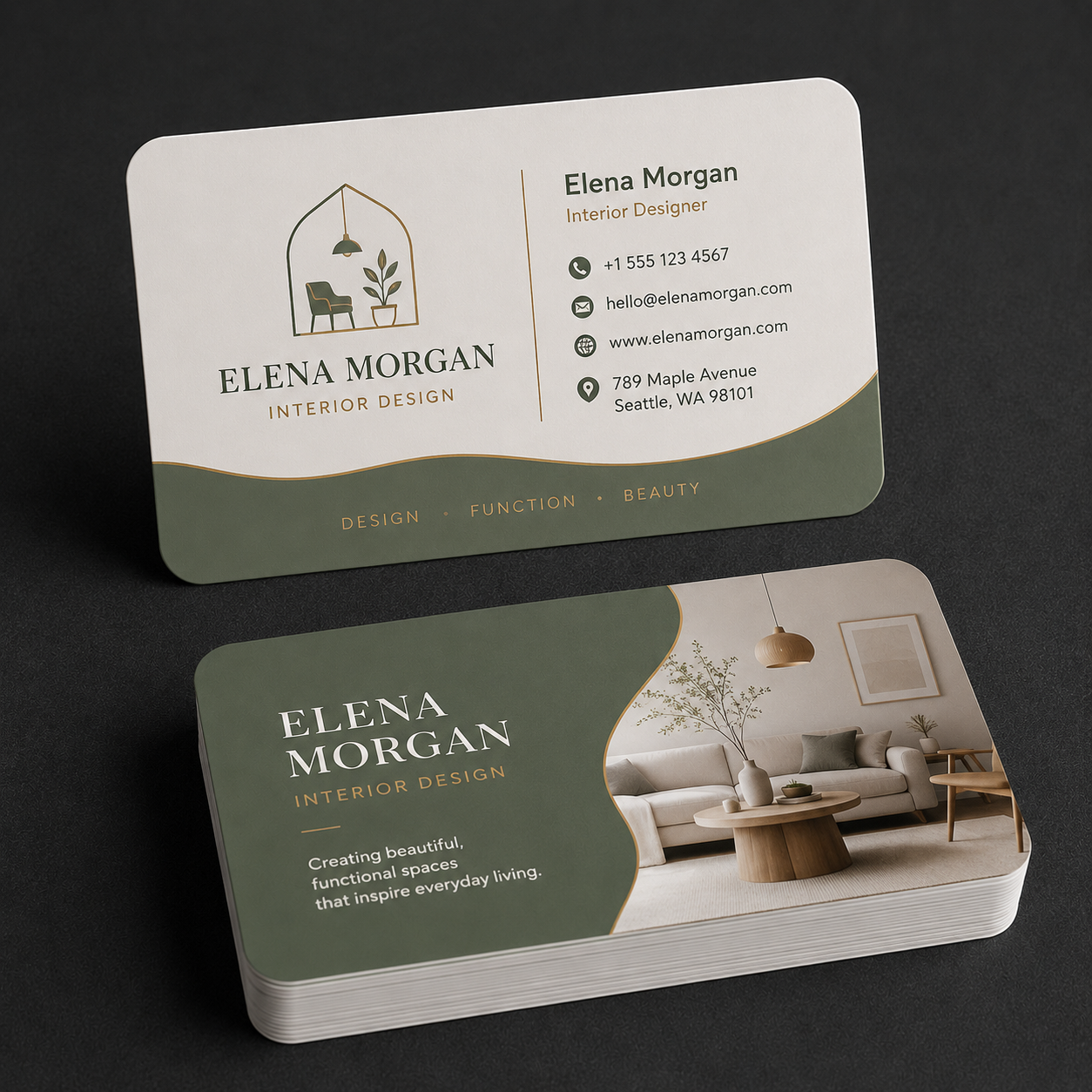 Custom fold-over business cards with professional design and branding